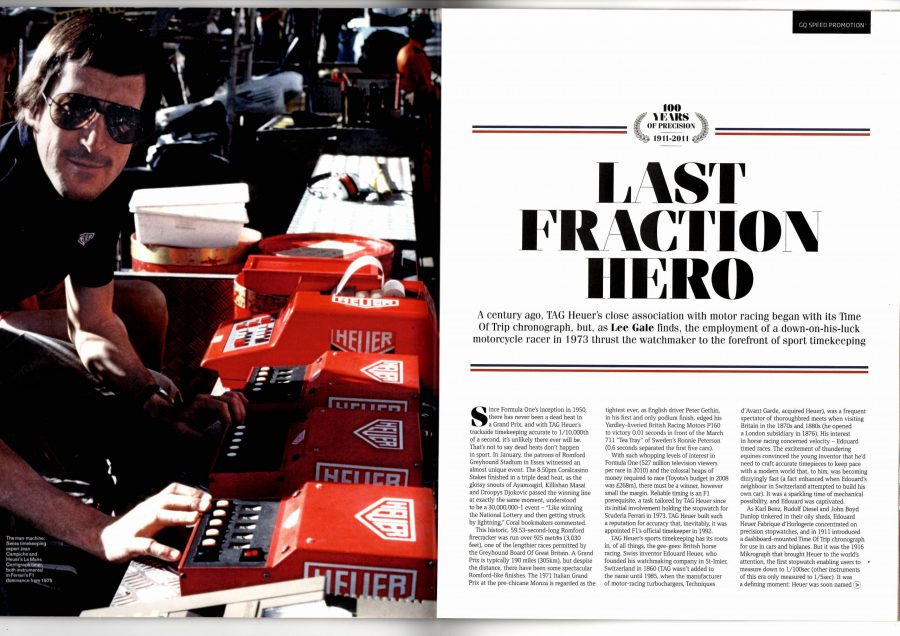 Last fraction hero: TAG Heuer promo, Speed supplement, GQ, 2011