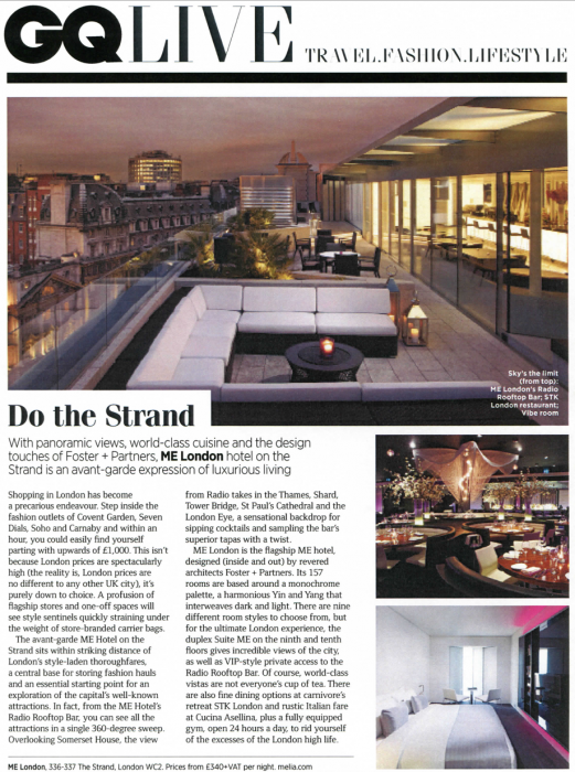 Do the Strand, ME London hotel promo, GQ, 2012